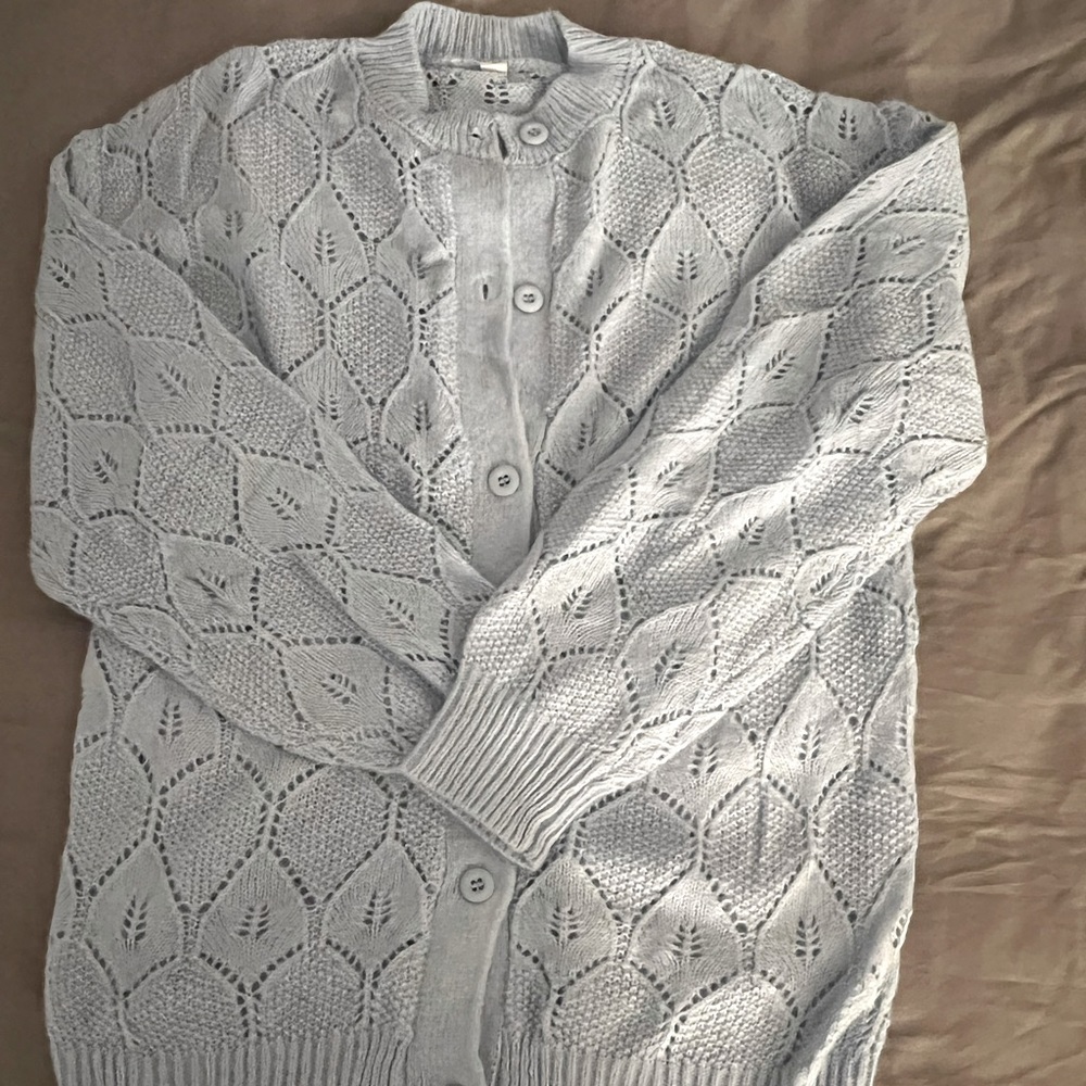 Baby blue eyelet cardigan
